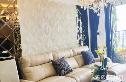  Gạch bông 3D trang trí tại phòng khách